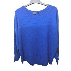 Rafaella Womens Blue Sweater Breathable Knit Top 1X